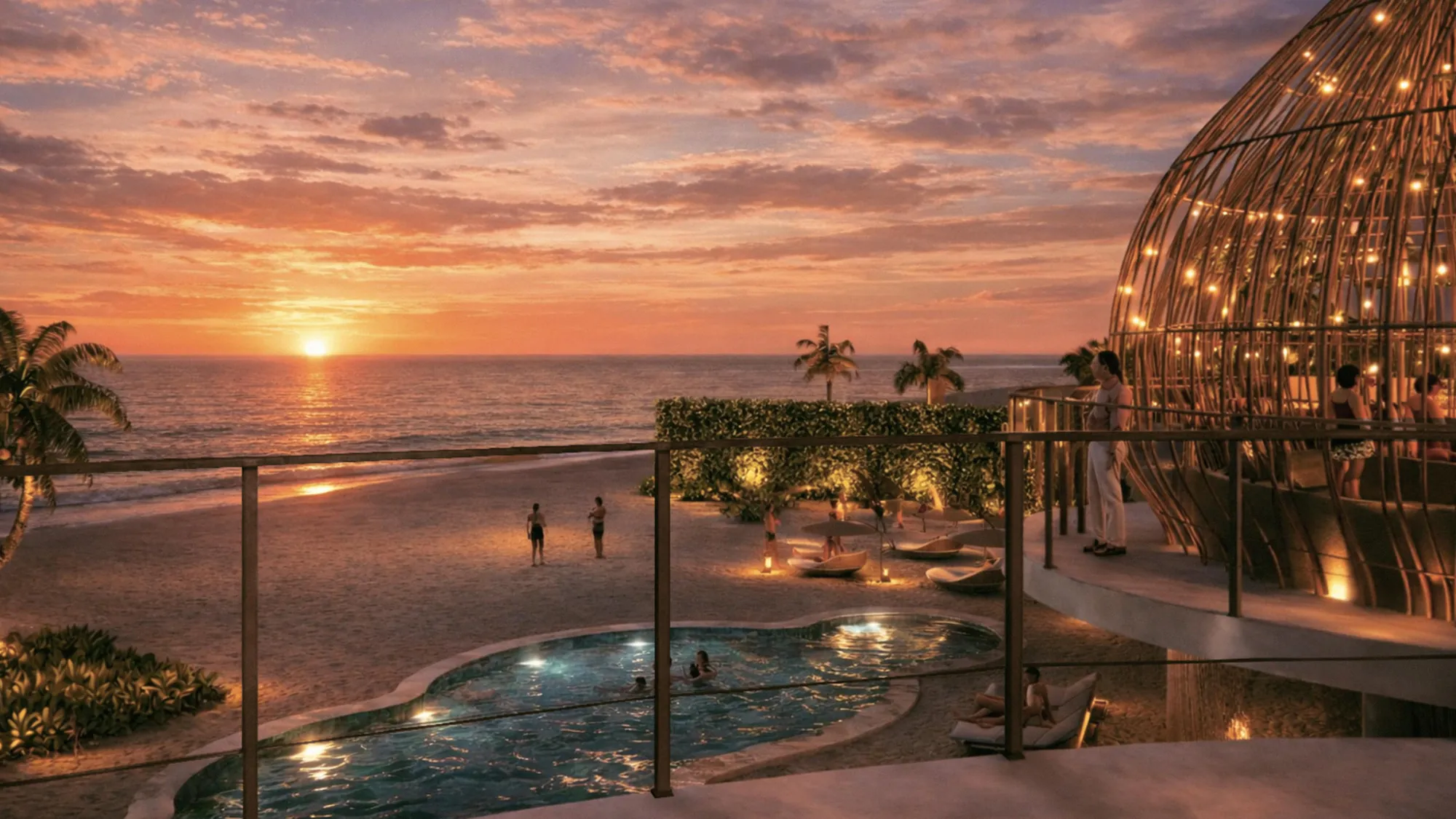 Vista al mar al atardecer