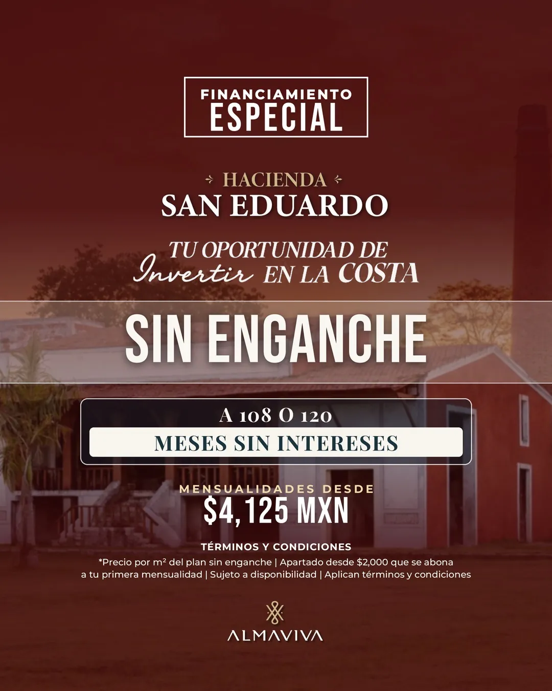 Financiamiento sin enganche a 108 o 120 msi, o 60 msi con enganche diferido